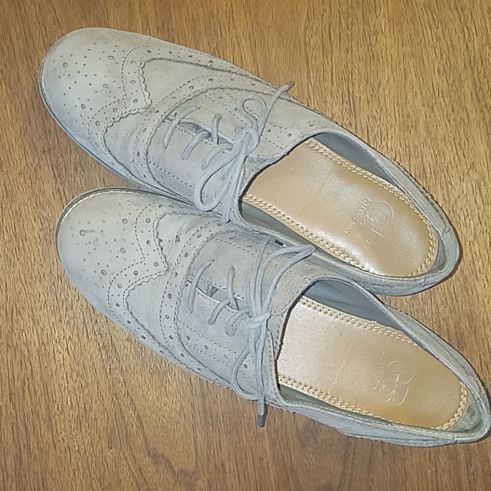 Gianni Bini Light Gray Suede Wingtip Loafers